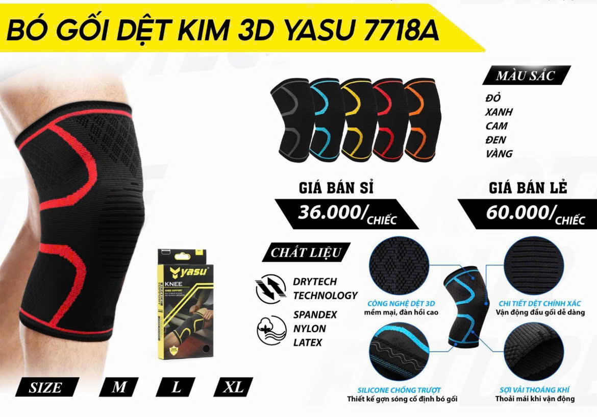 Băng gối thể thao bóng đá, bóng chuyền co giãn đàn hồi cao cấp Yasu 7718A (1 chiếc)