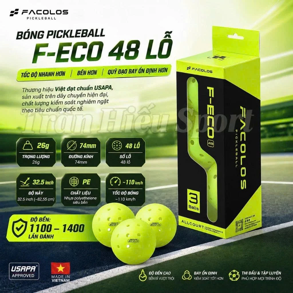 Bóng pickleball thi đấu 48 lỗ ngoài trời chính hãng Facolos