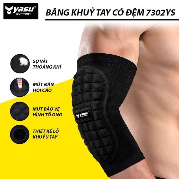 Băng khuỷu tay đệm tổ ong phân tác lực tác động chơi đá banh, bóng chuyền Yasu 7302